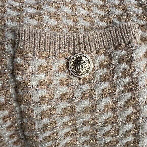 Ann Taylor short sleeve XXSP cardigan jacket Tweed gold shimmer - Picture 4 of 7